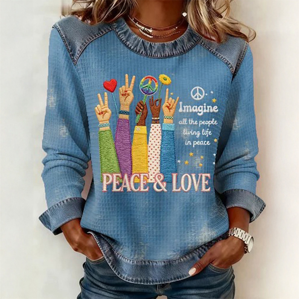 Imagine All The People Living Life In Peace Sweatshirt Hippie Style Apparel Good Gift