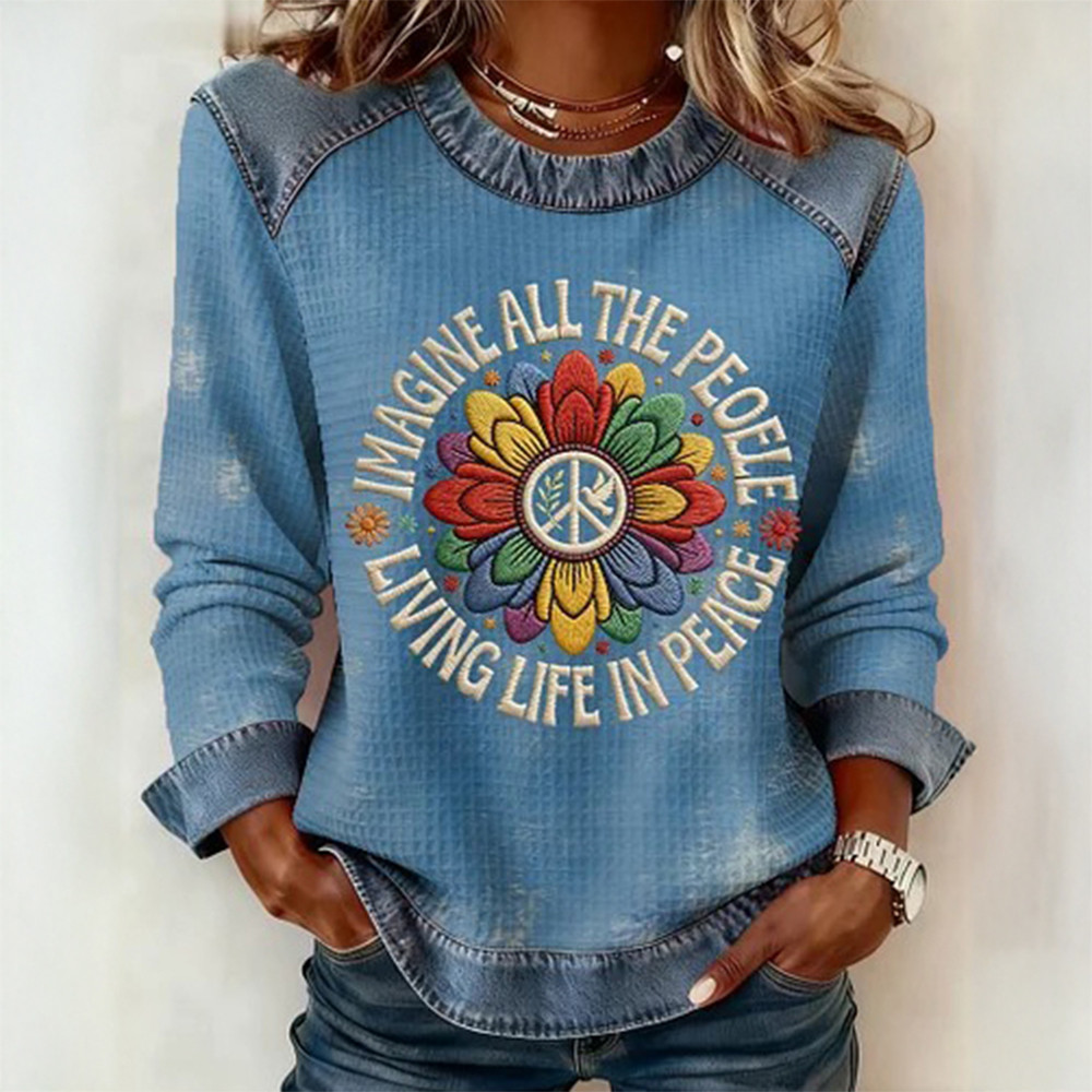 Imagine All The People Living Life In Peace Sweatshirt Peace Lover Apparel Gift For Wife