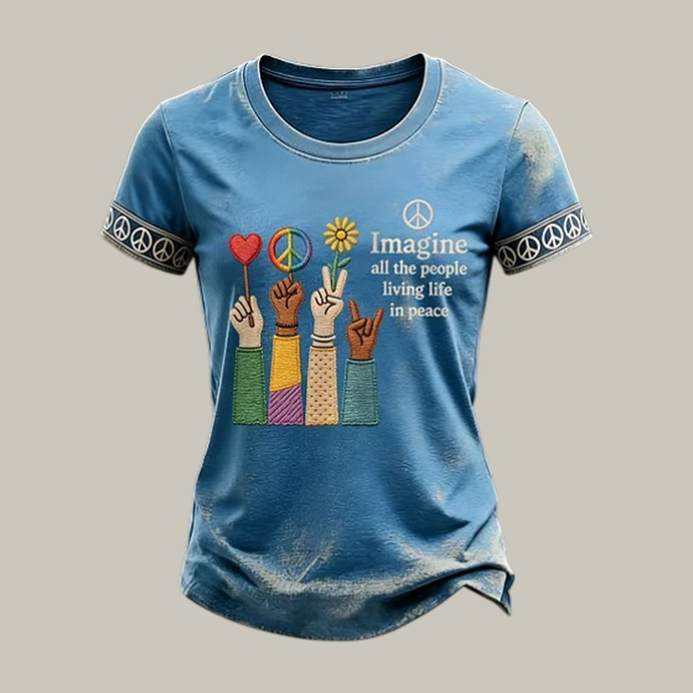 Imagine All The People Living Life In Peace T-Shirt Hippie Fashion Hippie Vibe Gift Idea