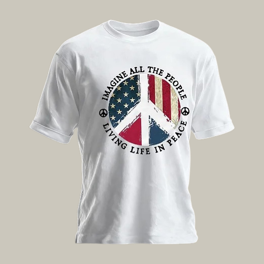 Imagine All The People Living Life In Peace T-Shirt Hippie Fashion Peace Support Gift