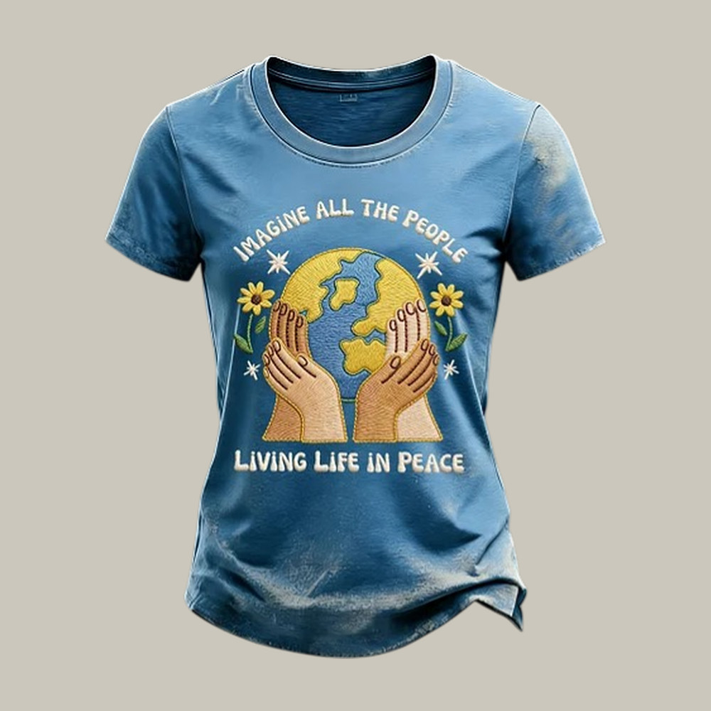 Imagine All The People Living Life In Peace T-Shirt Hippie Festival Outfits Peace Lover Present