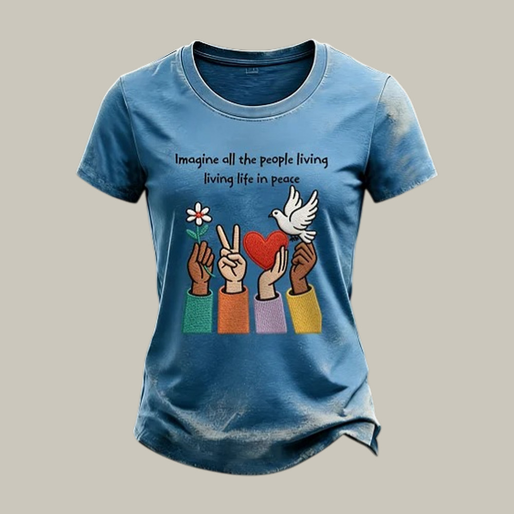 Imagine All The People Living Life In Peace T-Shirt Hippie Festival Outfits Unique Gift For Mom