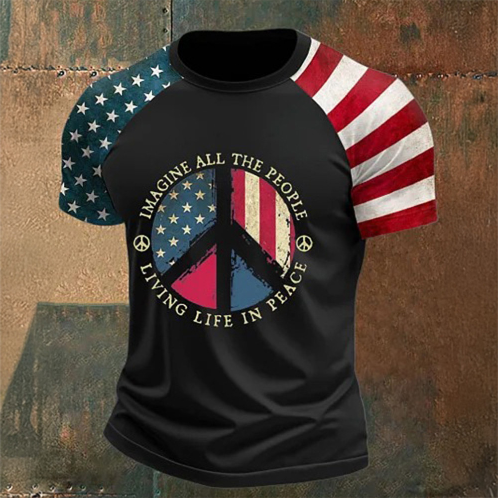 Imagine All The People Living Life In Peace T-Shirt Hippie Style Apparel Gift For Him