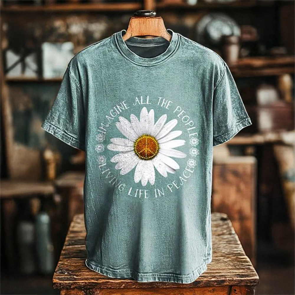 Imagine All The People Living Life In Peace T-Shirt Hippie Style Clothing Gift For Supporter