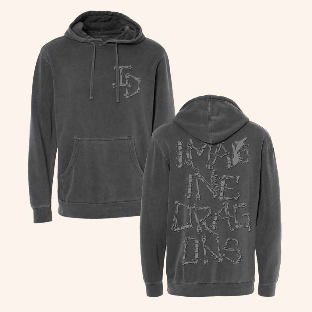 Imagine Dragons Merch Bones Letter Hoodie Unique Gifts For Music Lovers Imagine Dragons Merch Bones Letter Hoodie Unique Gifts For Music Lovers