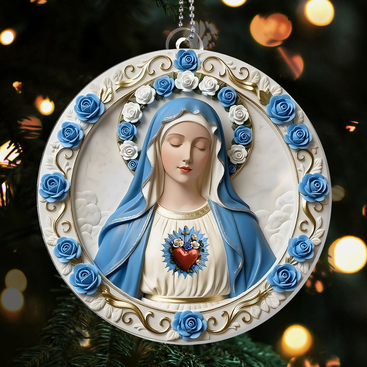 Immaculate Heart Of Mary Christmas Ornament Christian Keepsake Xmas Gifts For Her