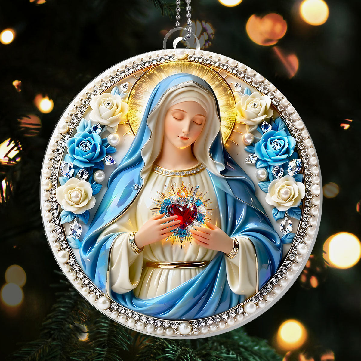 Immaculate Heart Of Mary Christmas Ornament Xmas Home Decor Christian Gifts For Her
