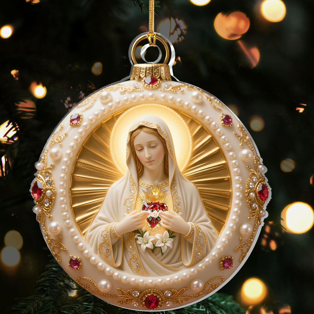 Immaculate Heart Of Mary Christmas Ornament Xmas Tree Decor Christian Gifts For Her