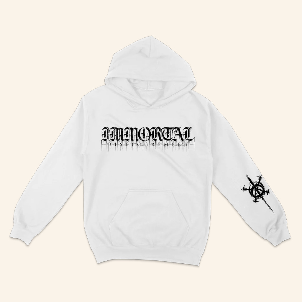 Immortal Disfigurement Merch Logo White Hoodie Music Lover Gift Ideas For Him