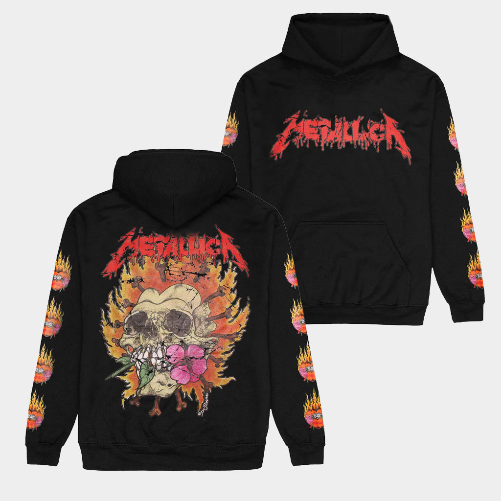 Impericon Merch Metallica Flower Skull Hoodie Best Gifts For Husband-1
