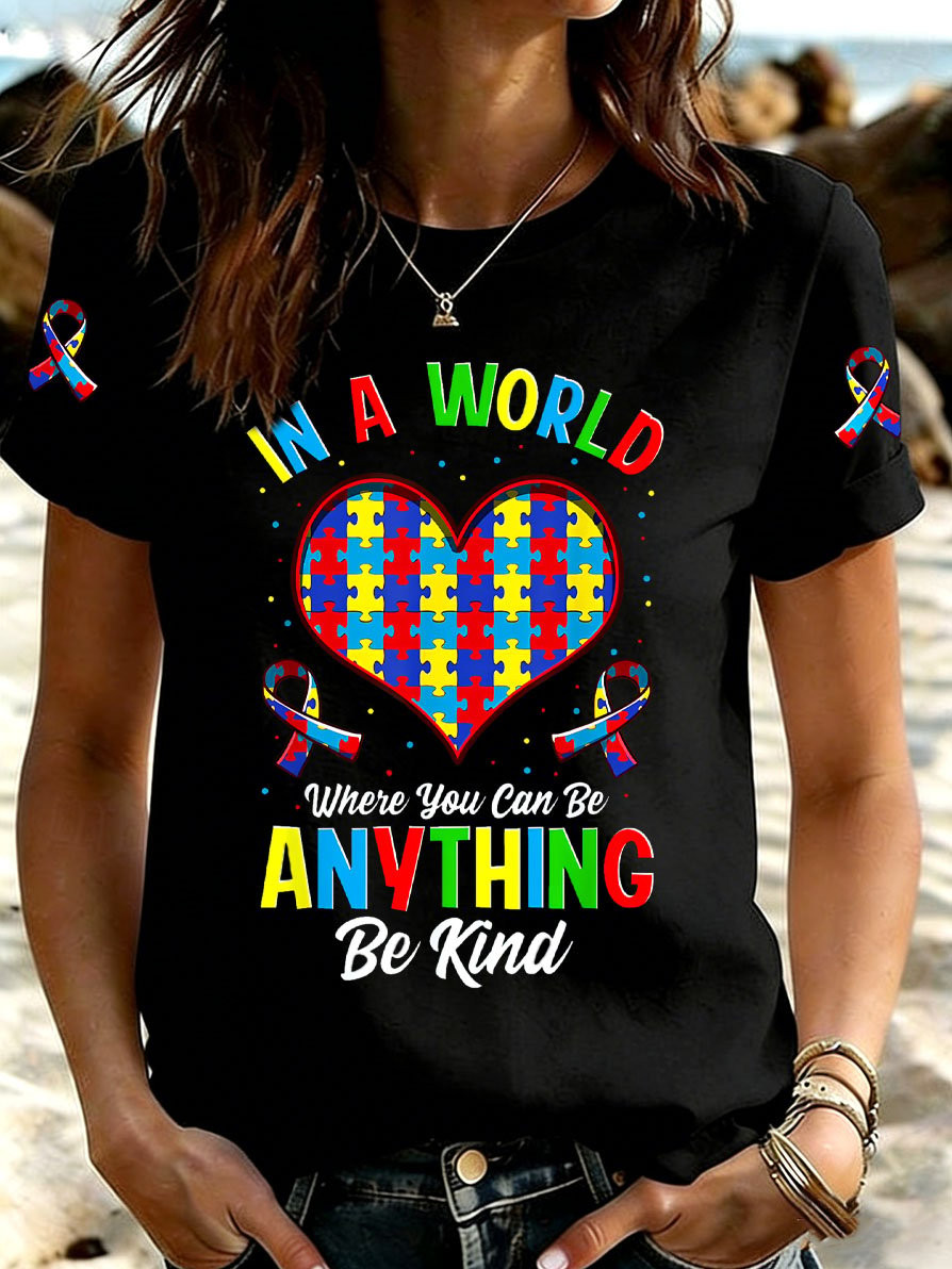 In A World Where You Can Be Anything Be Kind T-Shirt Autism Awareness Clothing Best Gift Ideas