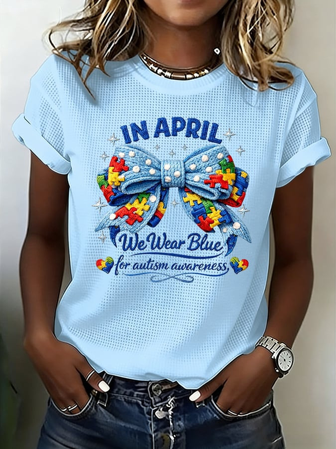 In April T-Shirt We Wear Blue For Autism Awareness Clothing Gift For Autism Mom