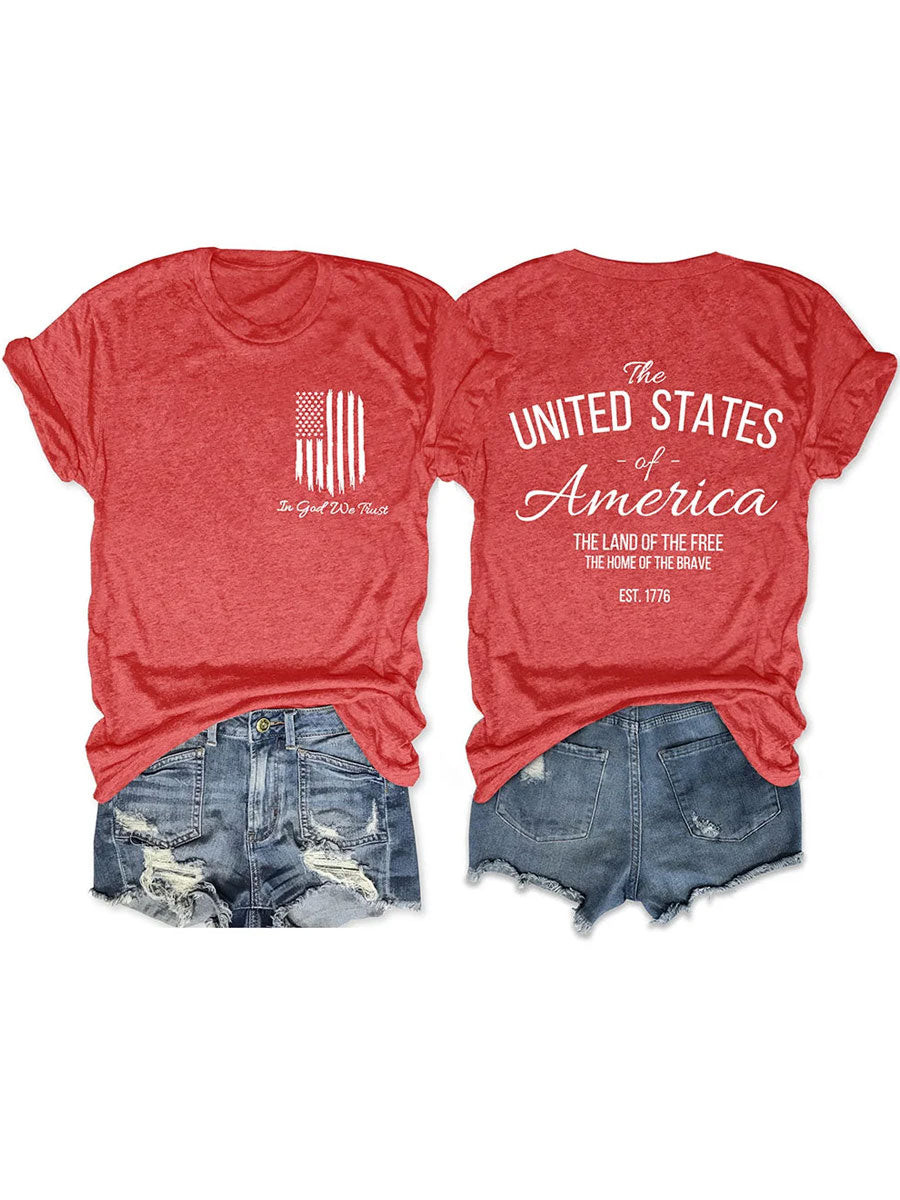 In God We Trust America Flag T-Shirt Home Of The Brave Patriotic Shirt Best Gifts For Her