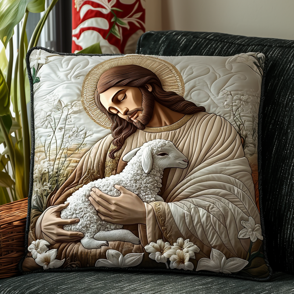 In His Arms Quilted Pillow Case Home Decor Pillow Covers Great Christian Gifts