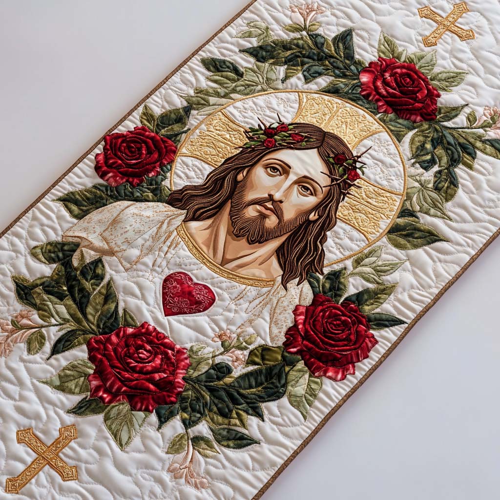 In His Light Quilted Table Runner Christmas Themed Table Runner Christian Birthday Gifts