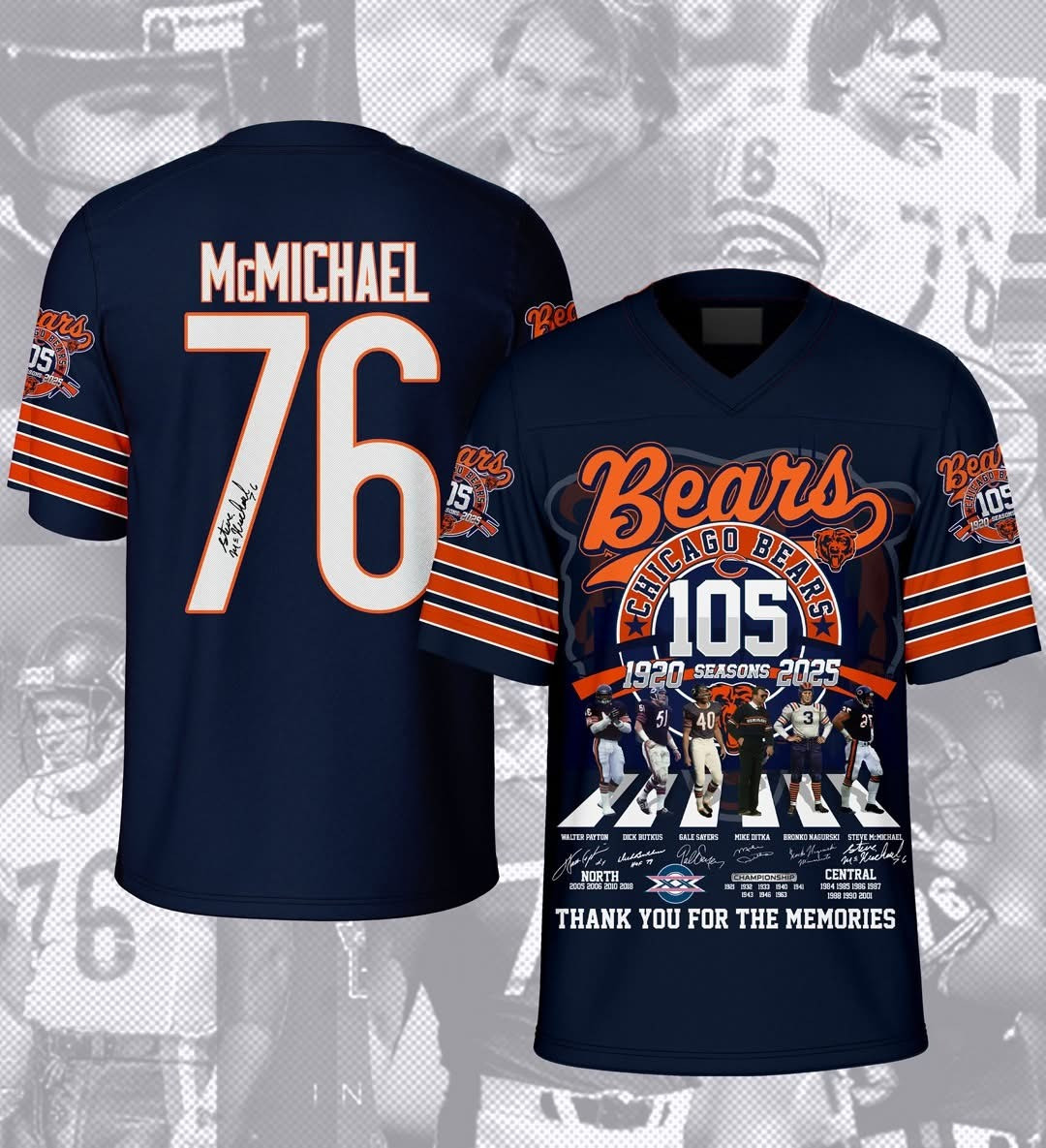 In Loving Memory Of Steve Mongo Mcmichael V-Neck Shirt Chicago Bears Fan Gifts