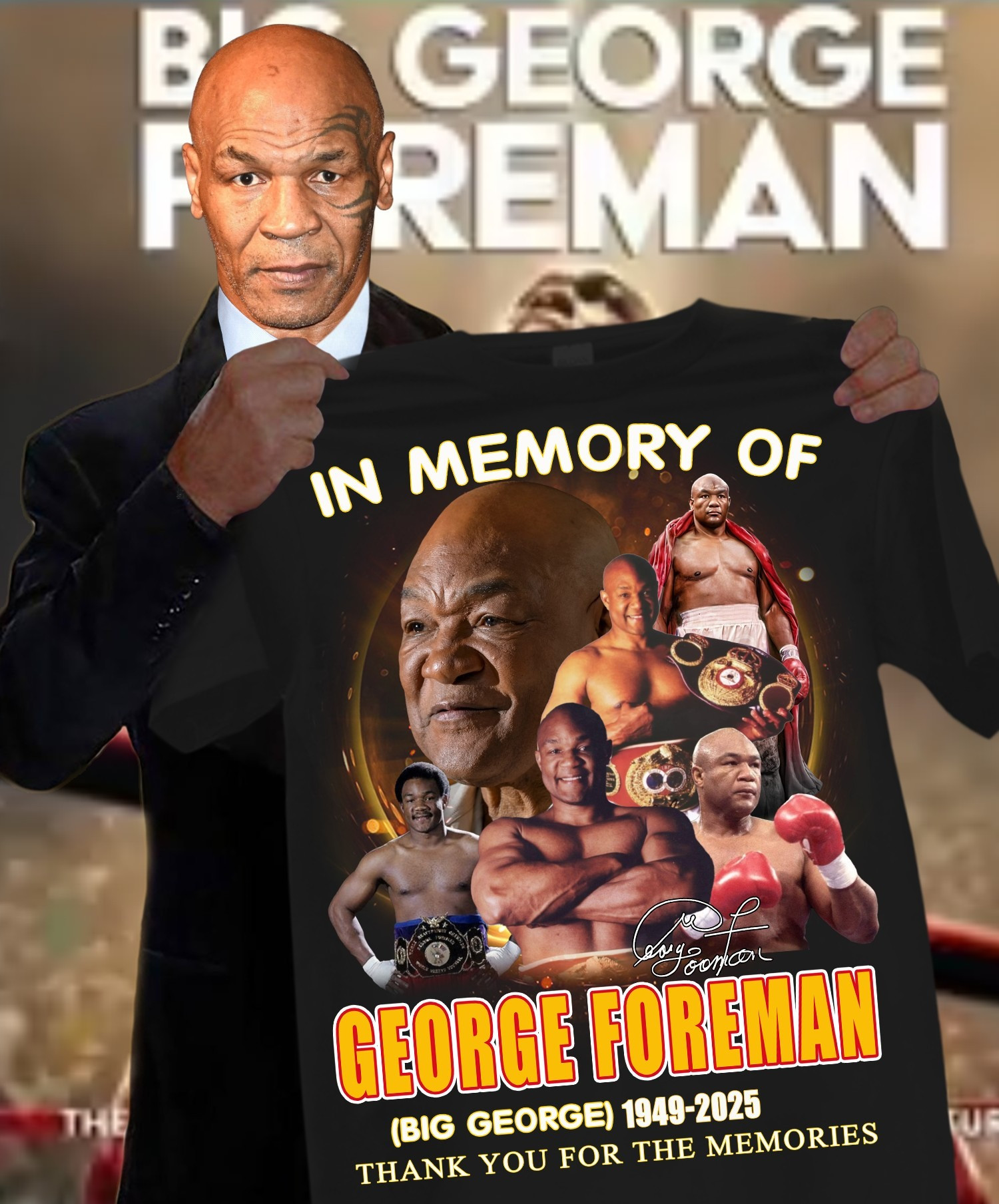 In Memory George Foreman T-Shirt RIP Big George Legend Thank You For The Memories