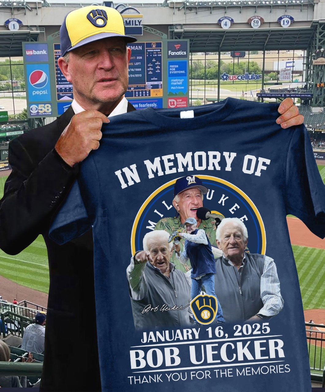 In Memory Of Bob Uecker Milwaukee Brewers Shirt Thank You For The Memories RIP Bob Uecker