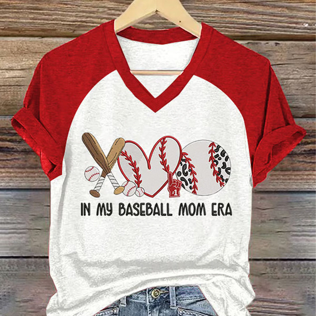 In My Baseball Mom Era V-Neck T-Shirt Game Day Merch Gift Ideas For Mom In My Baseball Mom Era V-Neck T-Shirt Game Day Merch Gift Ideas For Mom