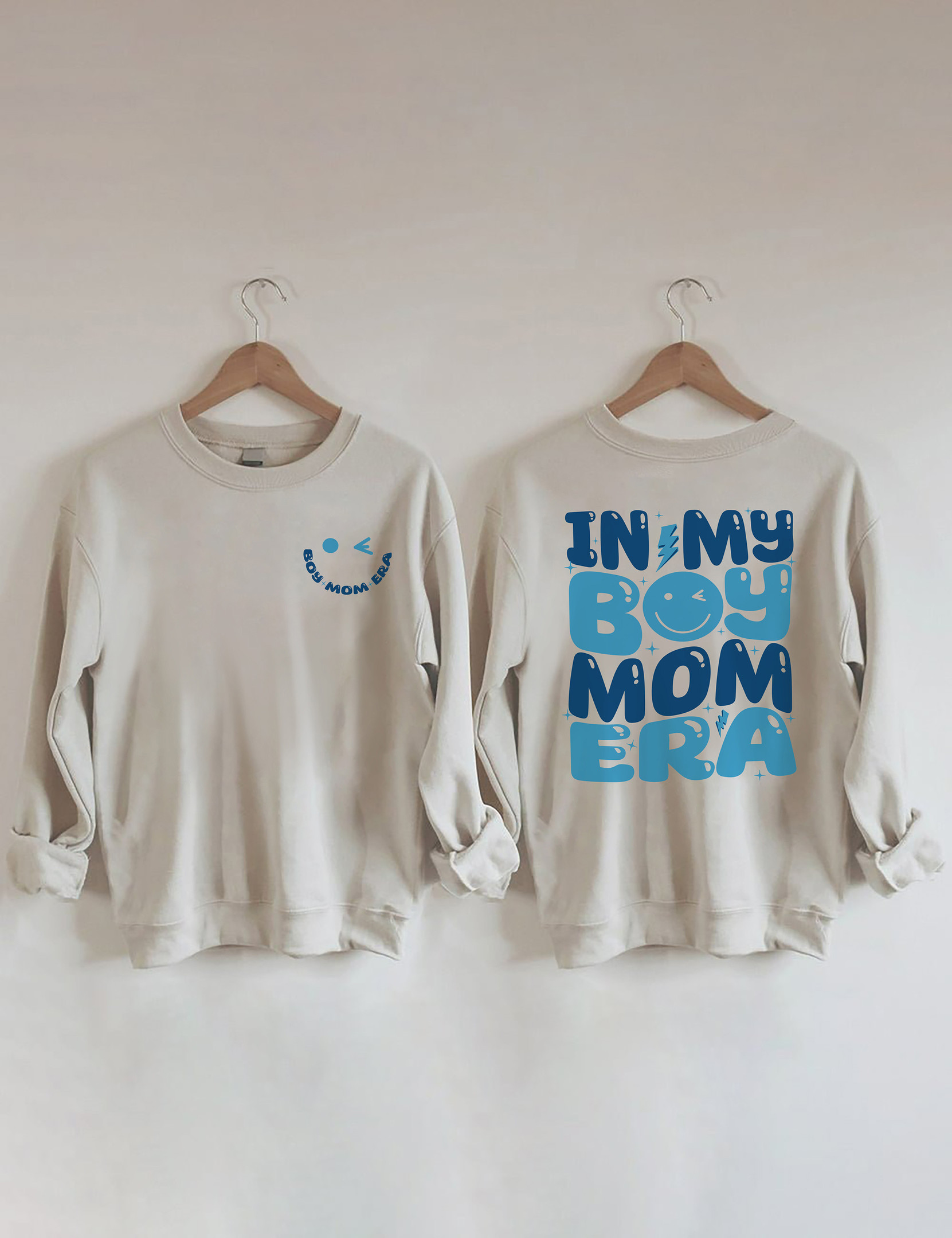 In My Boy Mom Era Sweatshirt Smiley Face Pattern Funny Sweatshirt Presents For Mother