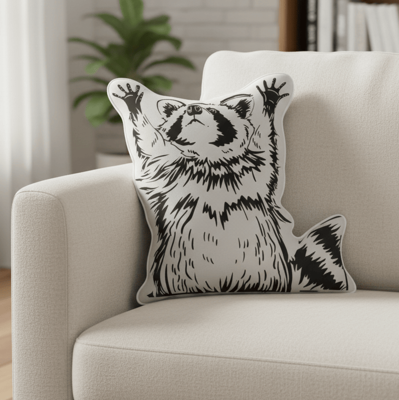 In My Feral Era Raccoon Pillow Animal Themed Sofa Accent Christmas Gifts For Raccoon Lovers