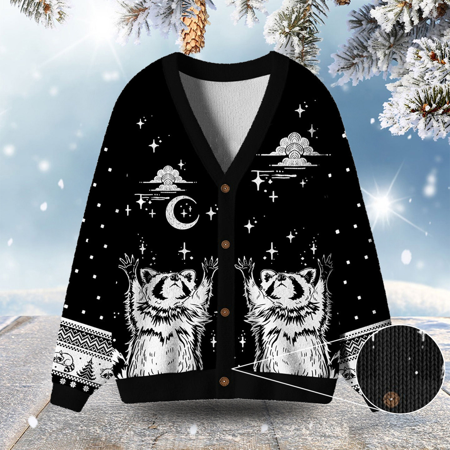 In My Feral Era Raccoon Ugly Cardigan Sweaters Christmas Party Outfit Christmas Gifts For Wife