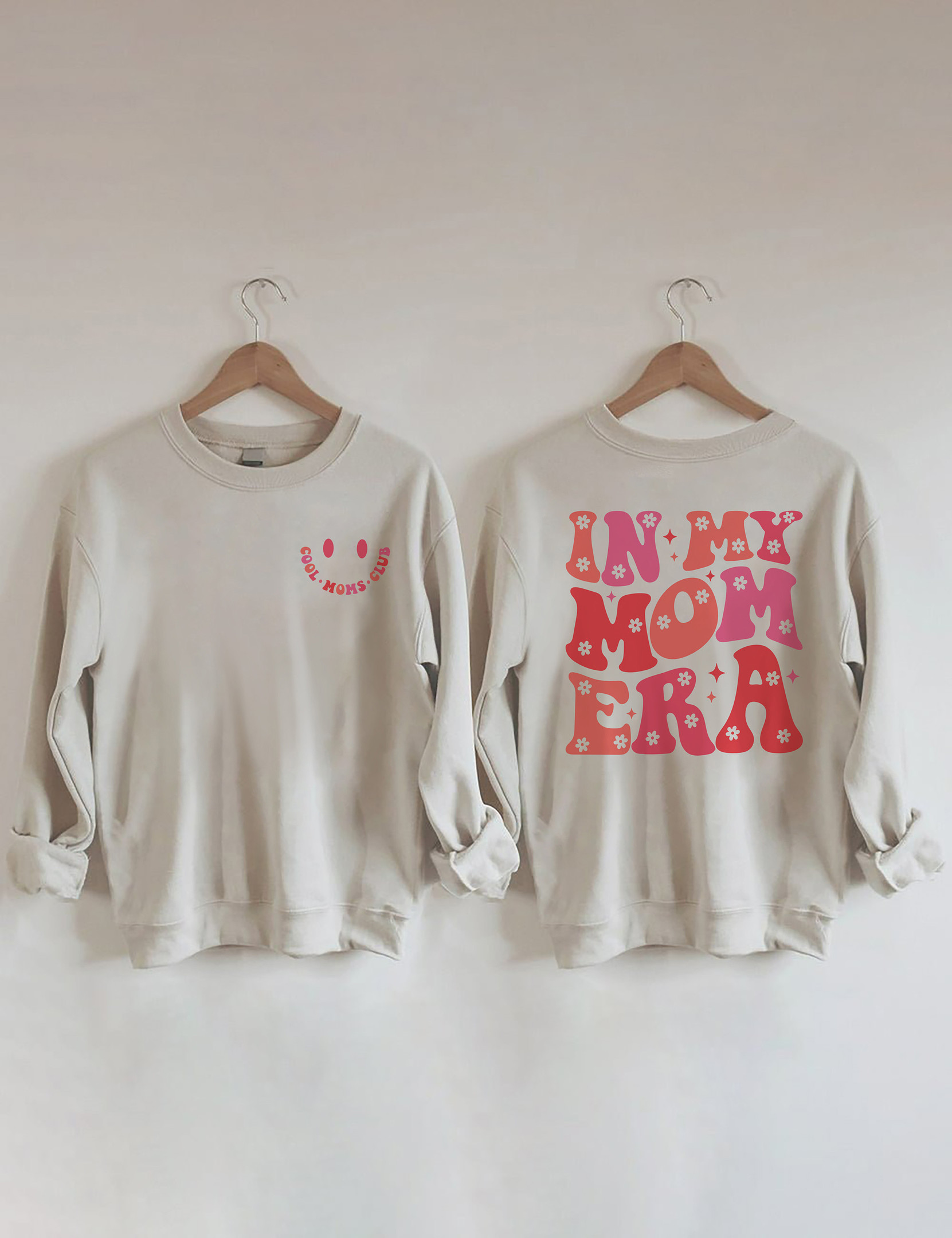 In My Mom Era Sweatshirt Smiley Face Pattern Funny Clothing Presents For Wife
