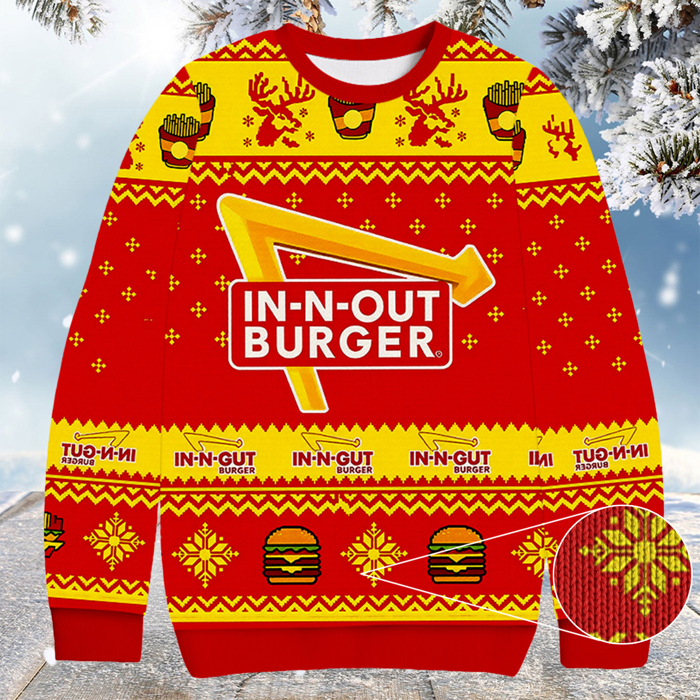 In N Out Burger Christmas Ugly Sweater Merry Xmas Clothes Unique Brother Gifts