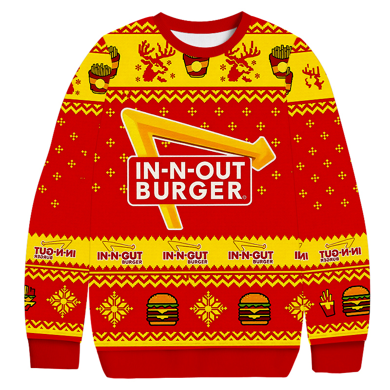 In-N-Out Burger Christmas Ugly Sweatshirt Christmas Cozy Winter Wear Gift Ideas In-N-Out Burger Christmas Ugly Sweatshirt Christmas Cozy Winter Wear Gift Ideas