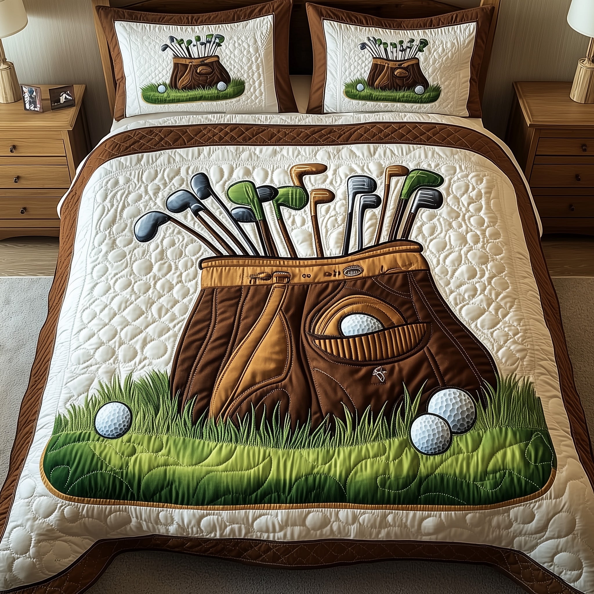 In the Golf Bag Quilted Bedding Set Duvet Cover Merchandise Custom Golf Gifts