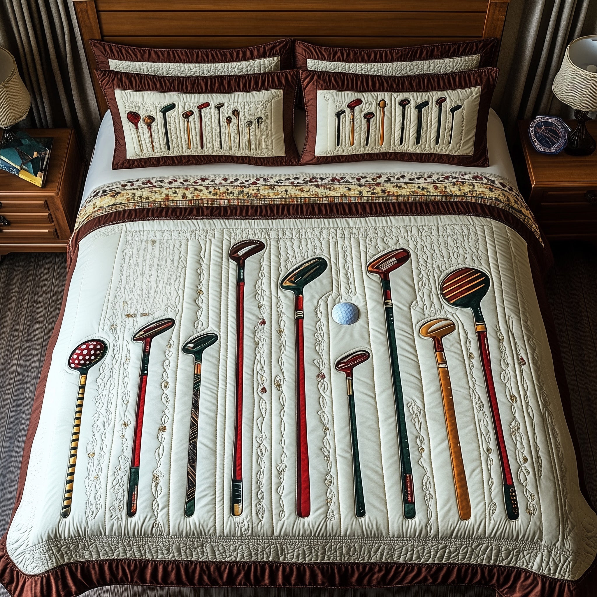 In the Golf Bag Quilted Bedding Set Duvet Cover Merchandise Fathers Day Presents Golf
