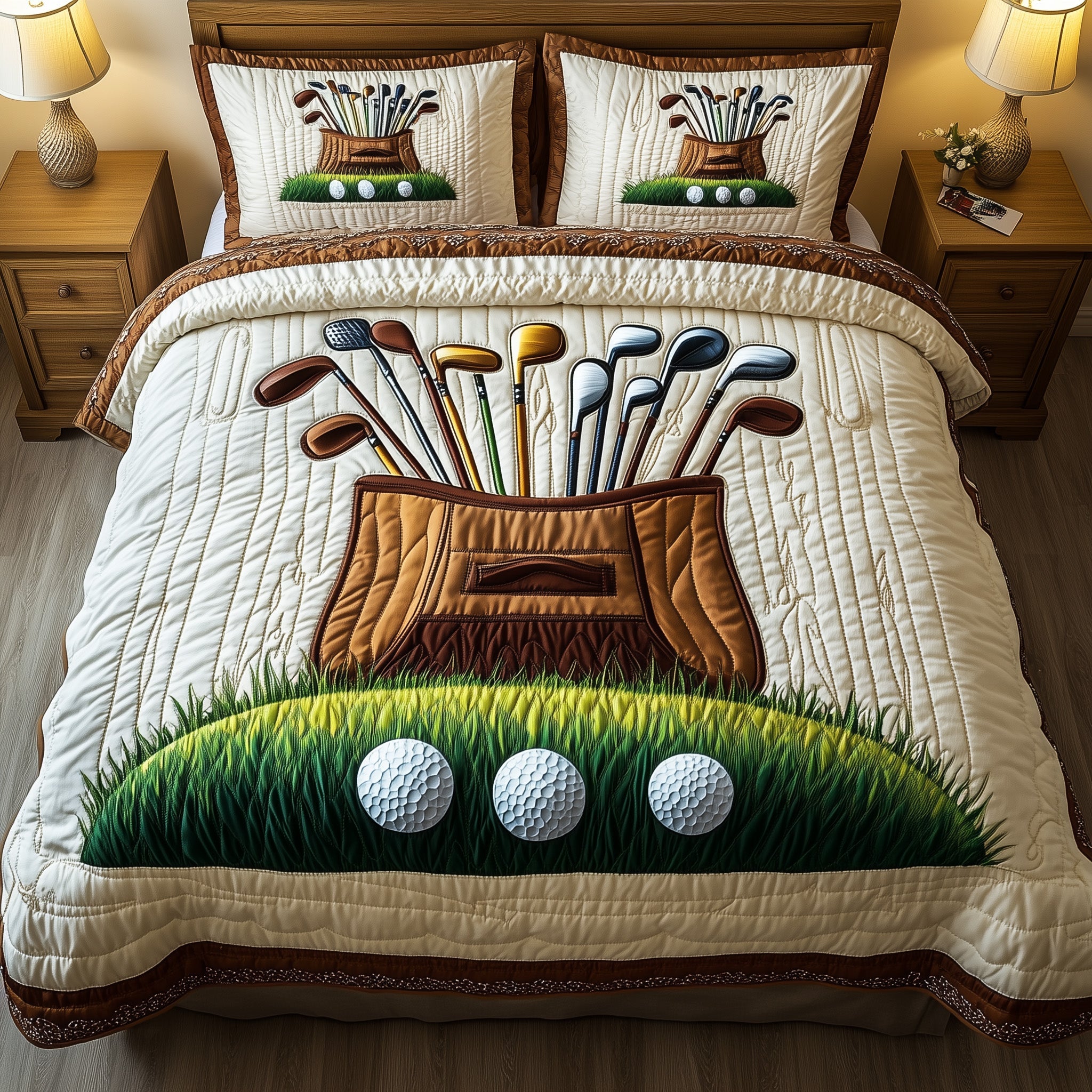 In the Golf Bag Quilted Bedding Set Duvet Cover Merchandise Gifts For A Female Golfer