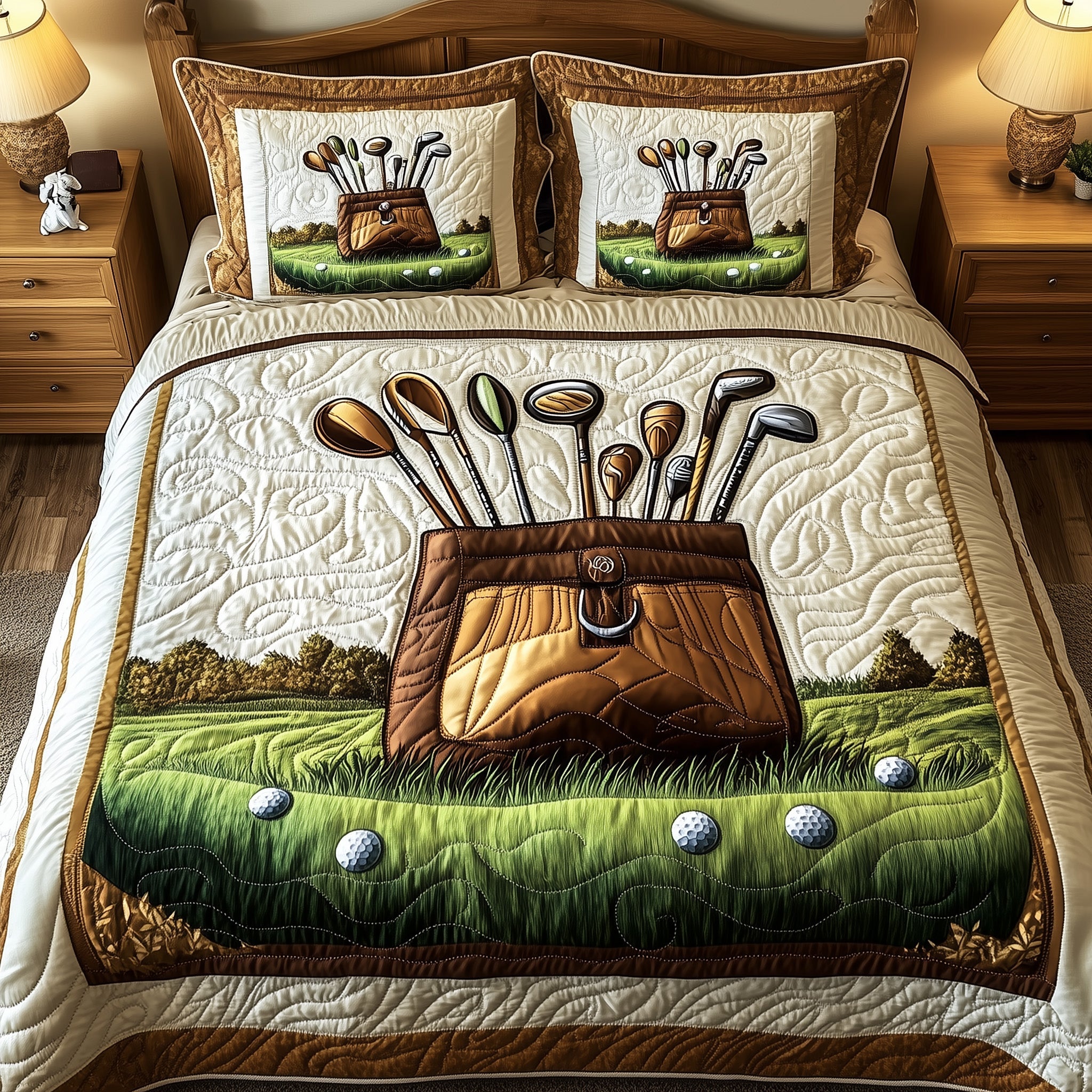 In the Golf Bag Quilted Bedding Set Duvet Cover Merchandise Gifts For Female Golfers