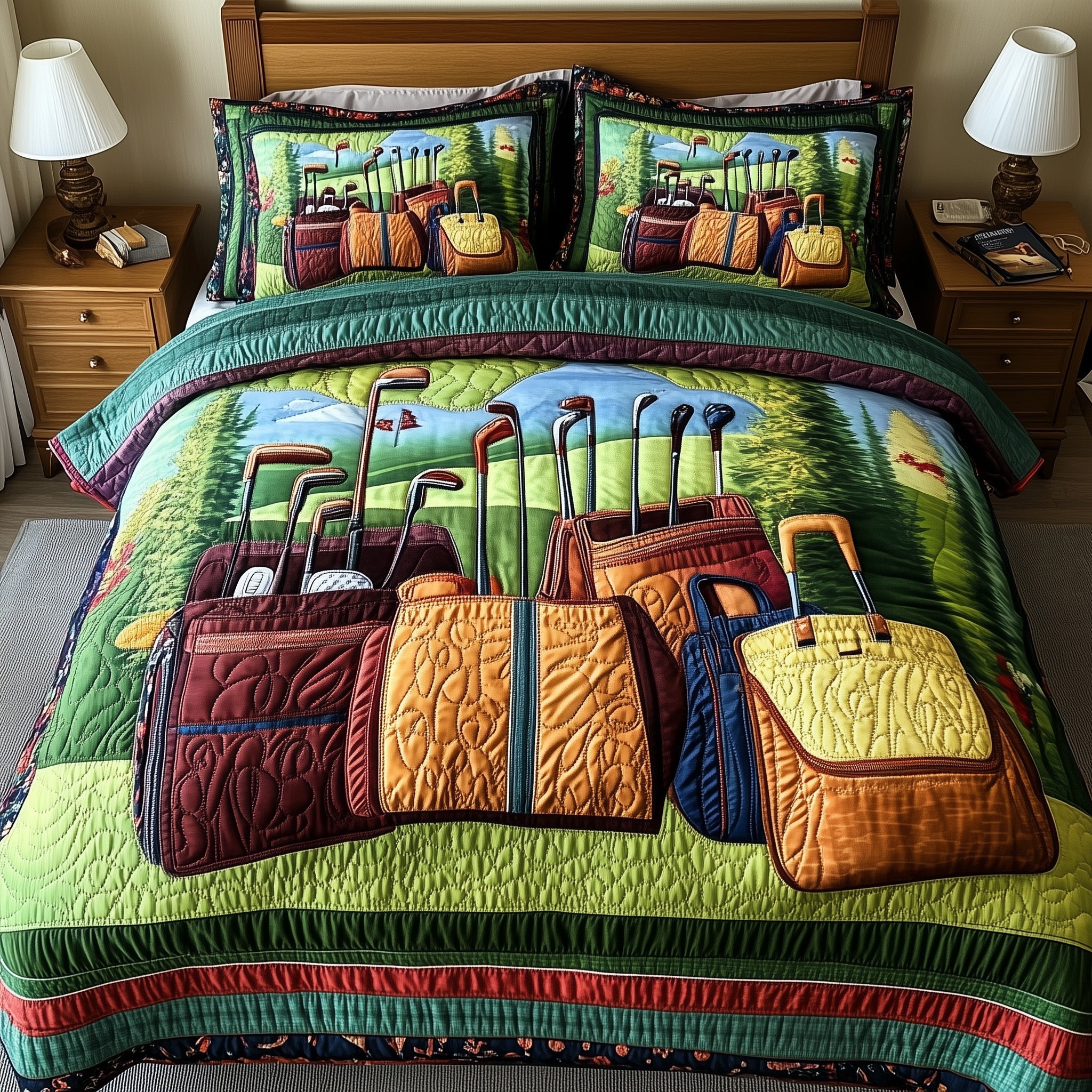 In the Golf Bag Quilted Bedding Set Duvet Cover Merchandise Golf Gift Ideas