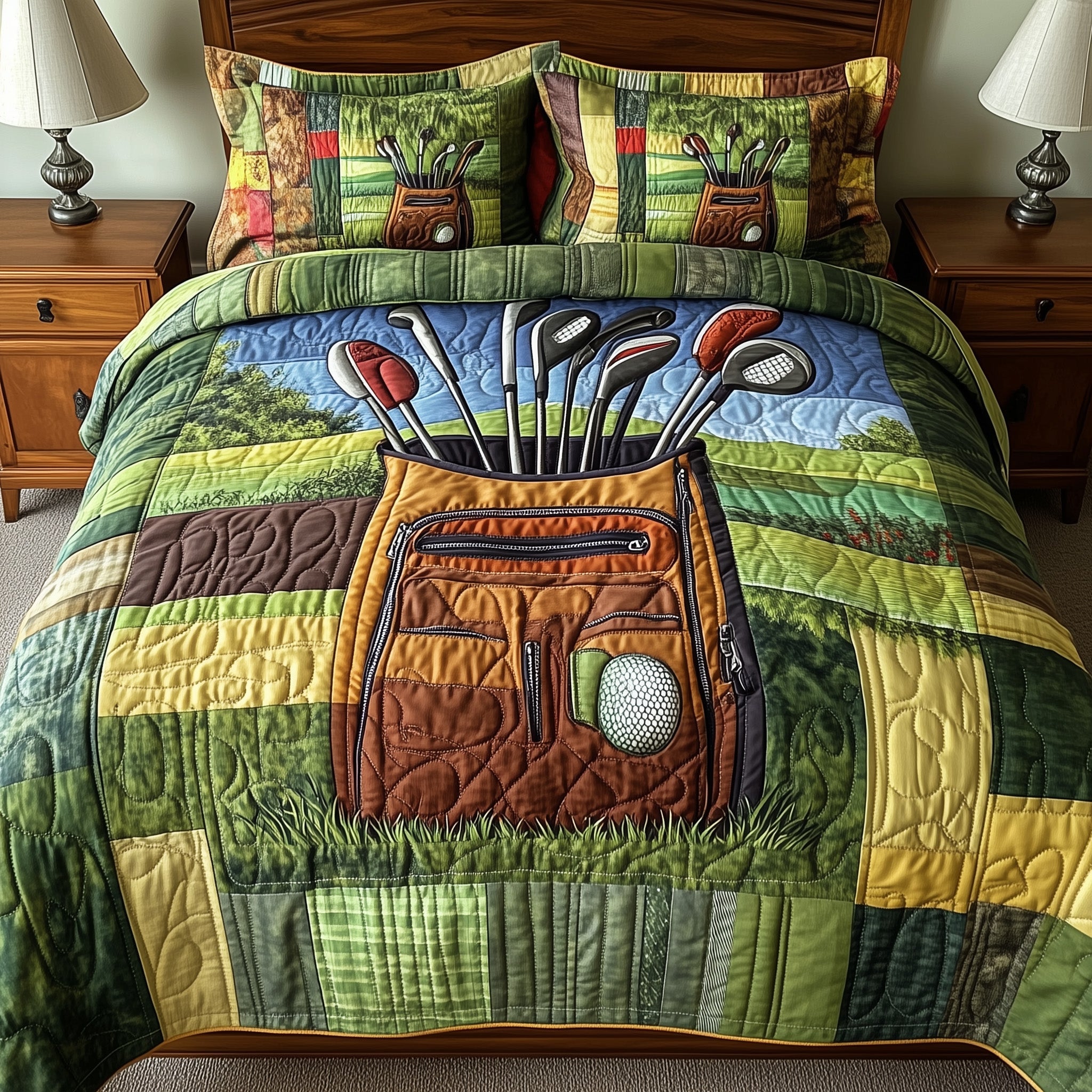 In the Golf Bag Quilted Bedding Set Duvet Cover Merchandise Golf Gifts For Dad