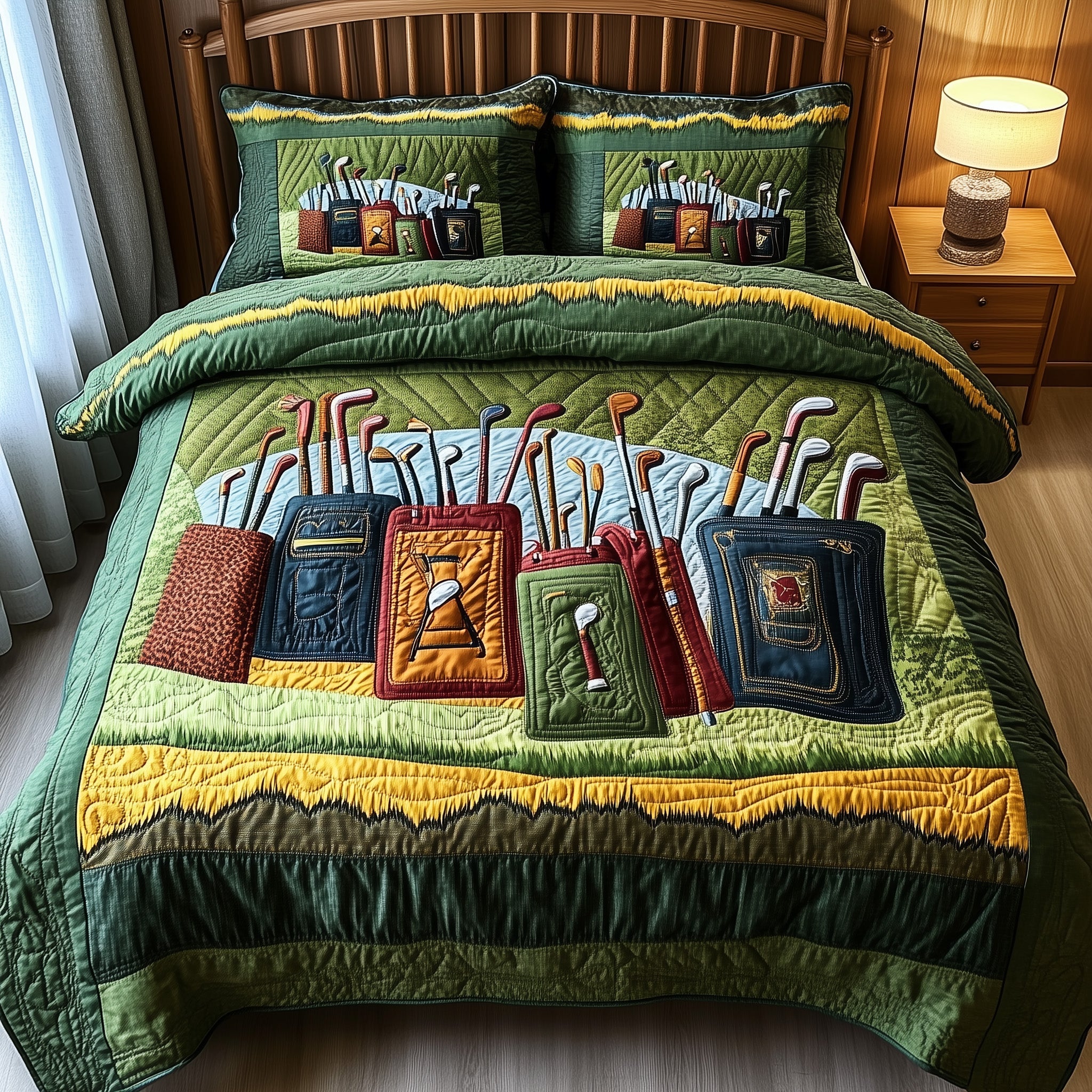 In the Golf Bag Quilted Bedding Set Duvet Cover Merchandise Golf Idea Presents