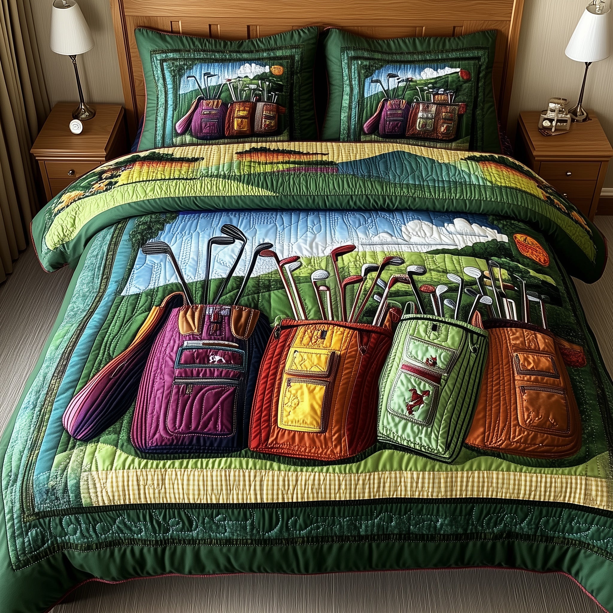 In the Golf Bag Quilted Bedding Set Duvet Cover Merchandise Golf Present Ideas