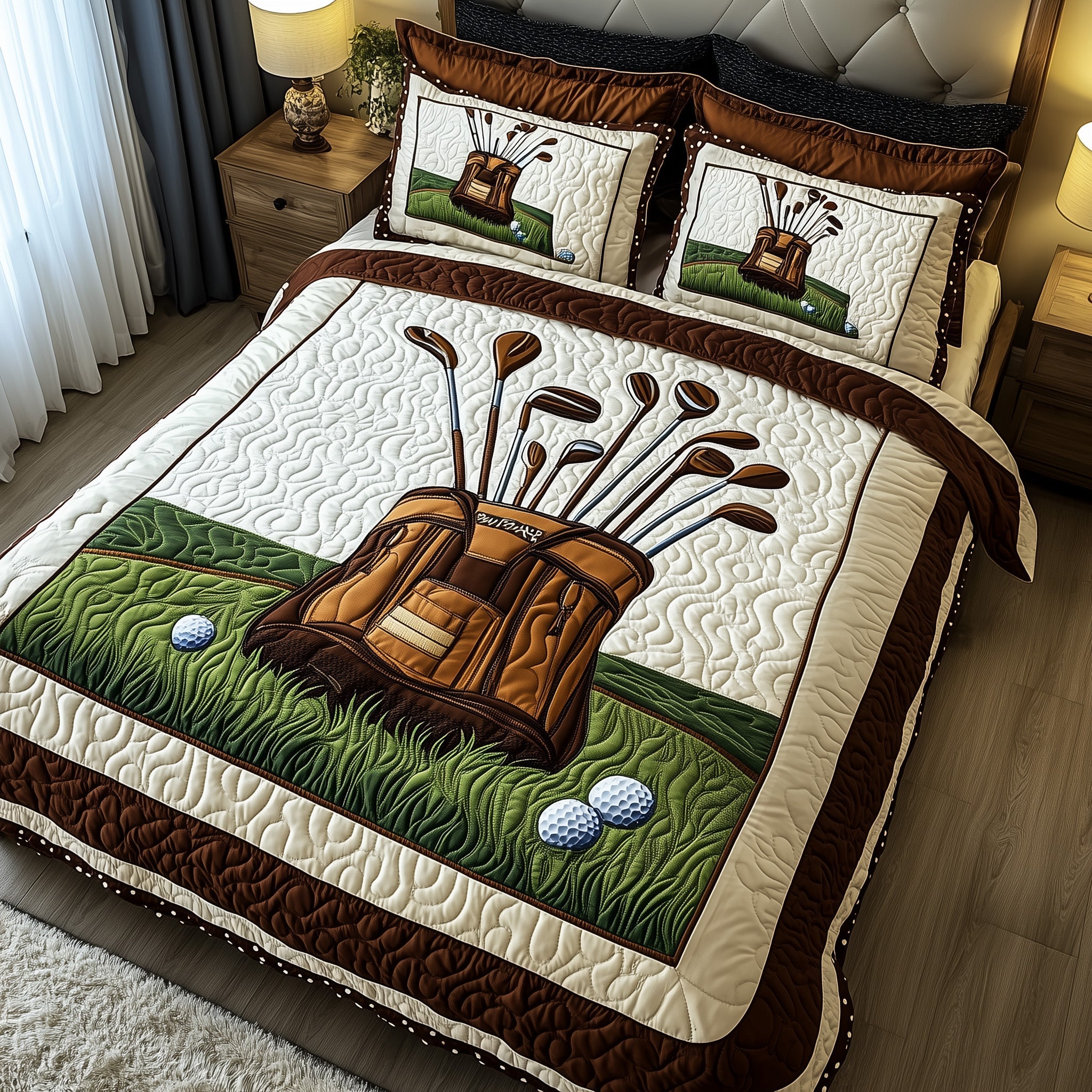 In the Golf Bag Quilted Bedding Set Duvet Cover Merchandise Golf Presents For Women