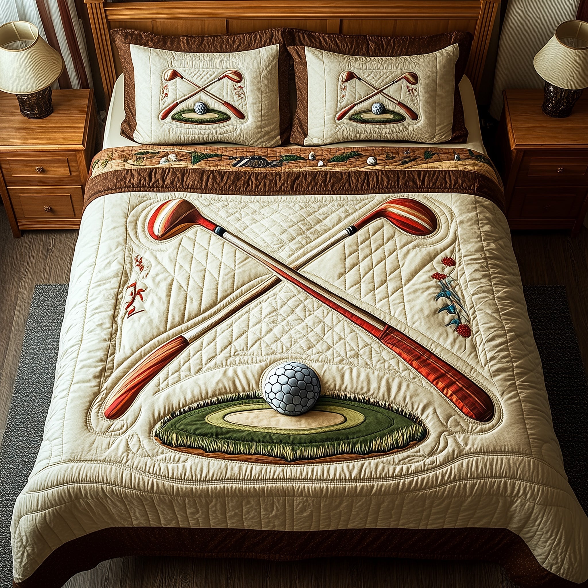 In the Golf Bag Quilted Bedding Set Duvet Cover Merchandise Golf Xmas Presents