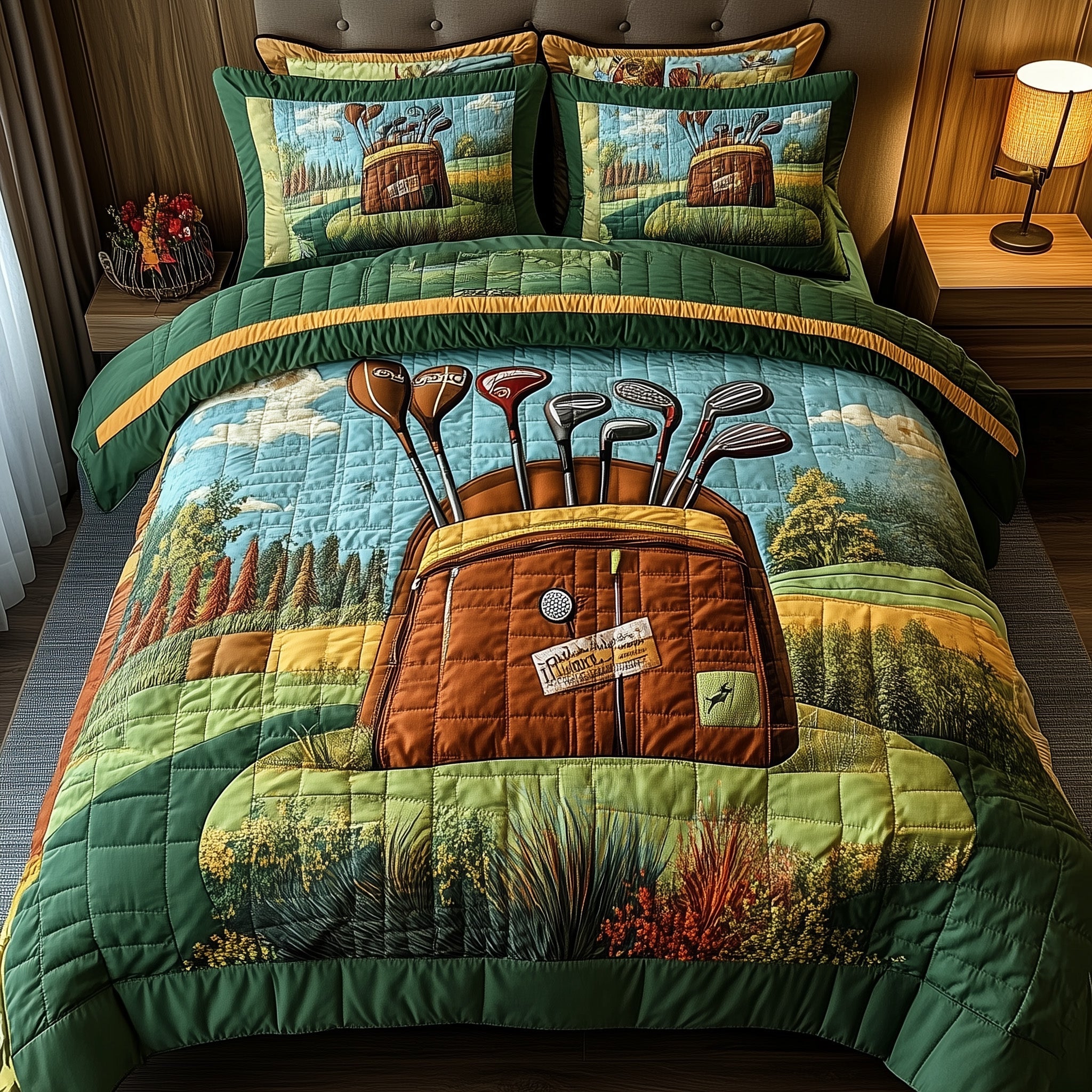 In the Golf Bag Quilted Bedding Set Duvet Cover Merchandise Ladies Golf Gifts