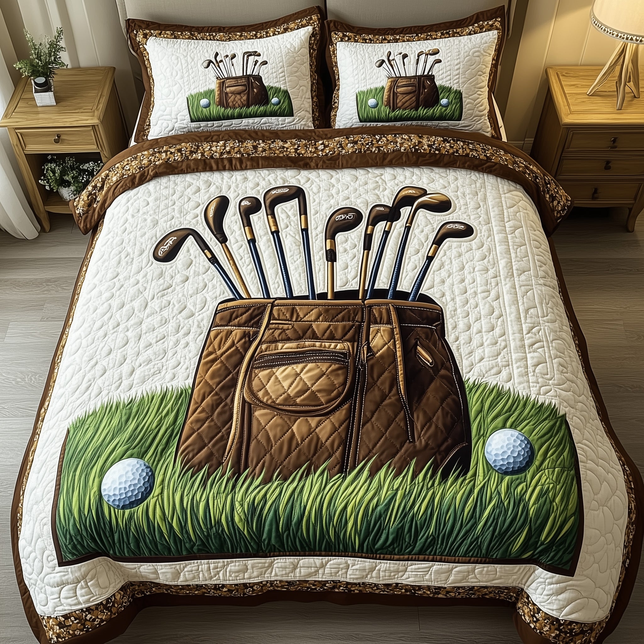 In the Golf Bag Quilted Bedding Set Duvet Cover Merchandise Ladies Golf Presents