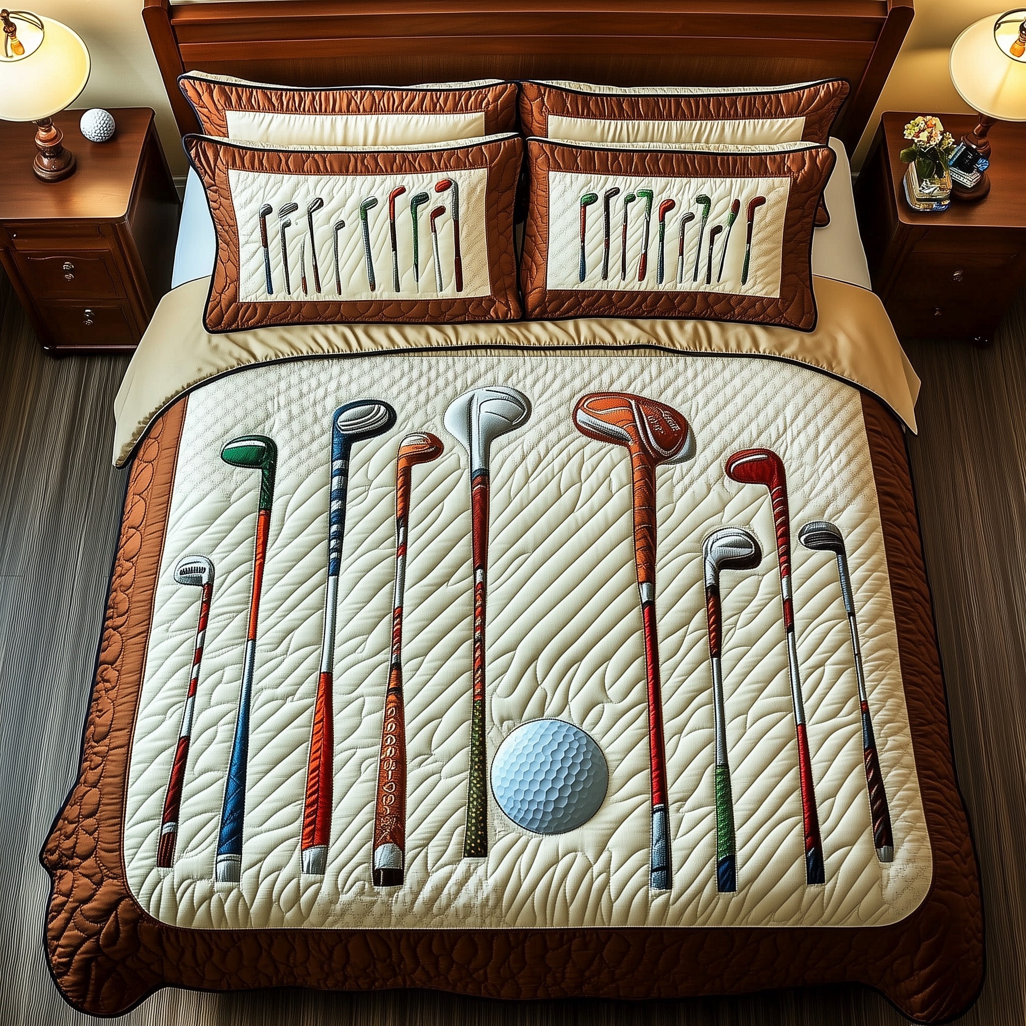 In the Golf Bag Quilted Bedding Set Duvet Cover Merchandise Presents For Golf Lovers