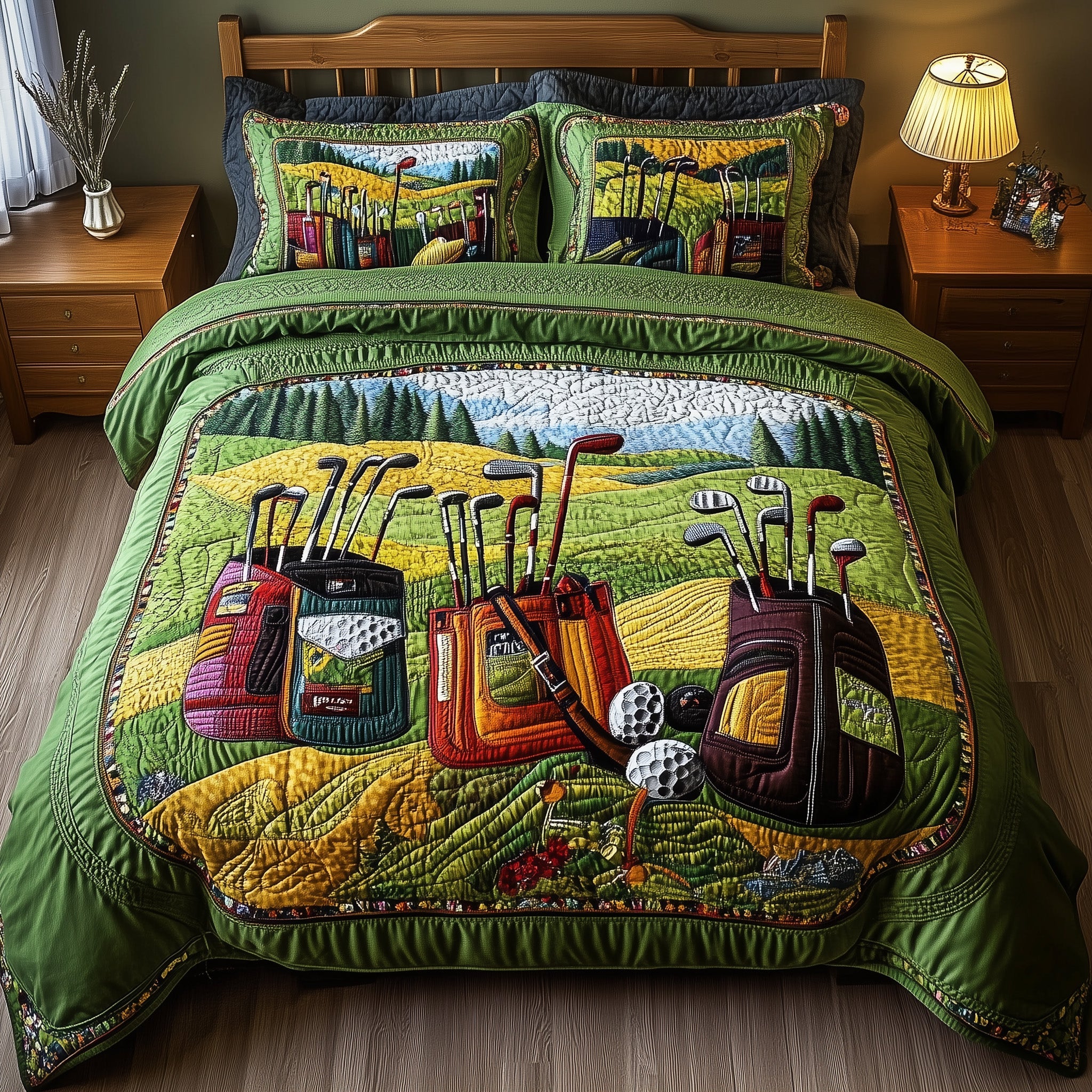 In the Golf Bag Quilted Bedding Set Duvet Cover Merchandise Stuff For Golfers