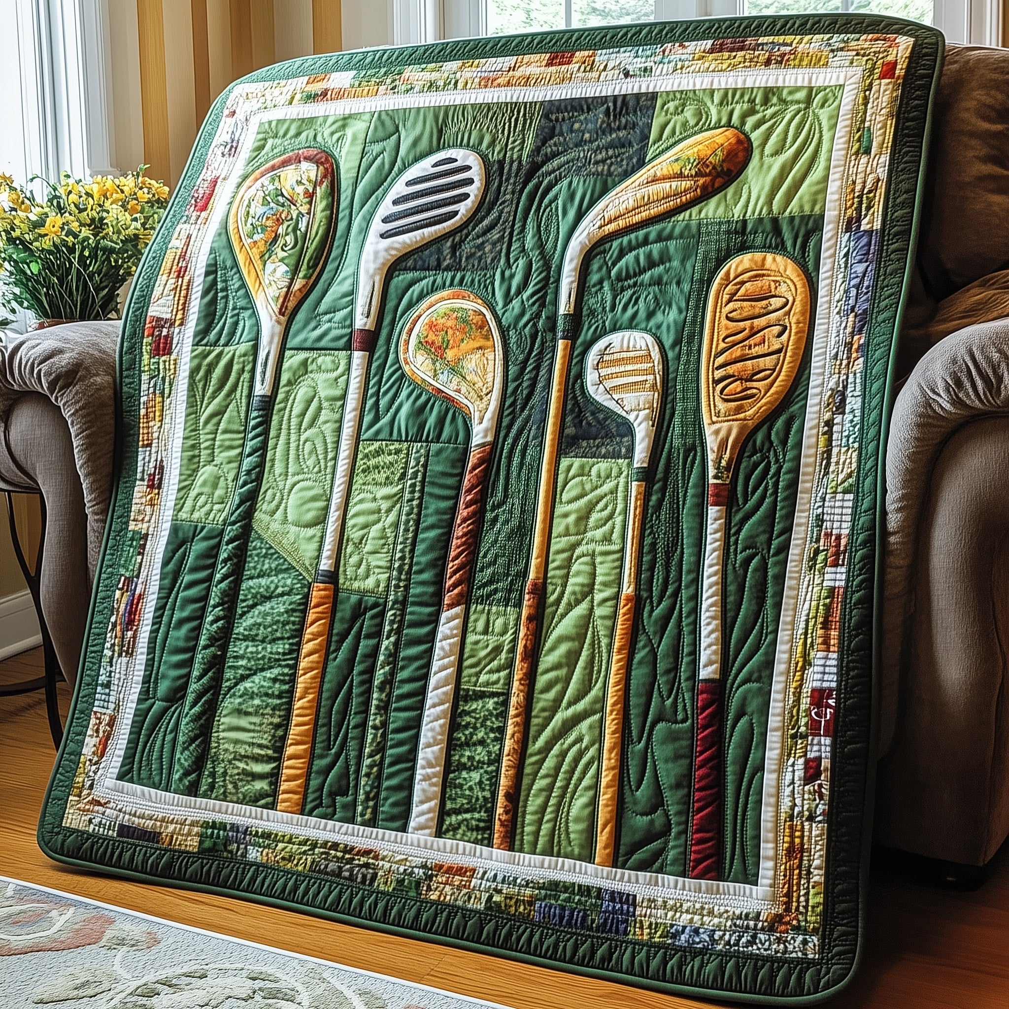 In The Golf Bag Quilted Blanket Christmas Theme Quilted Blanket Throw