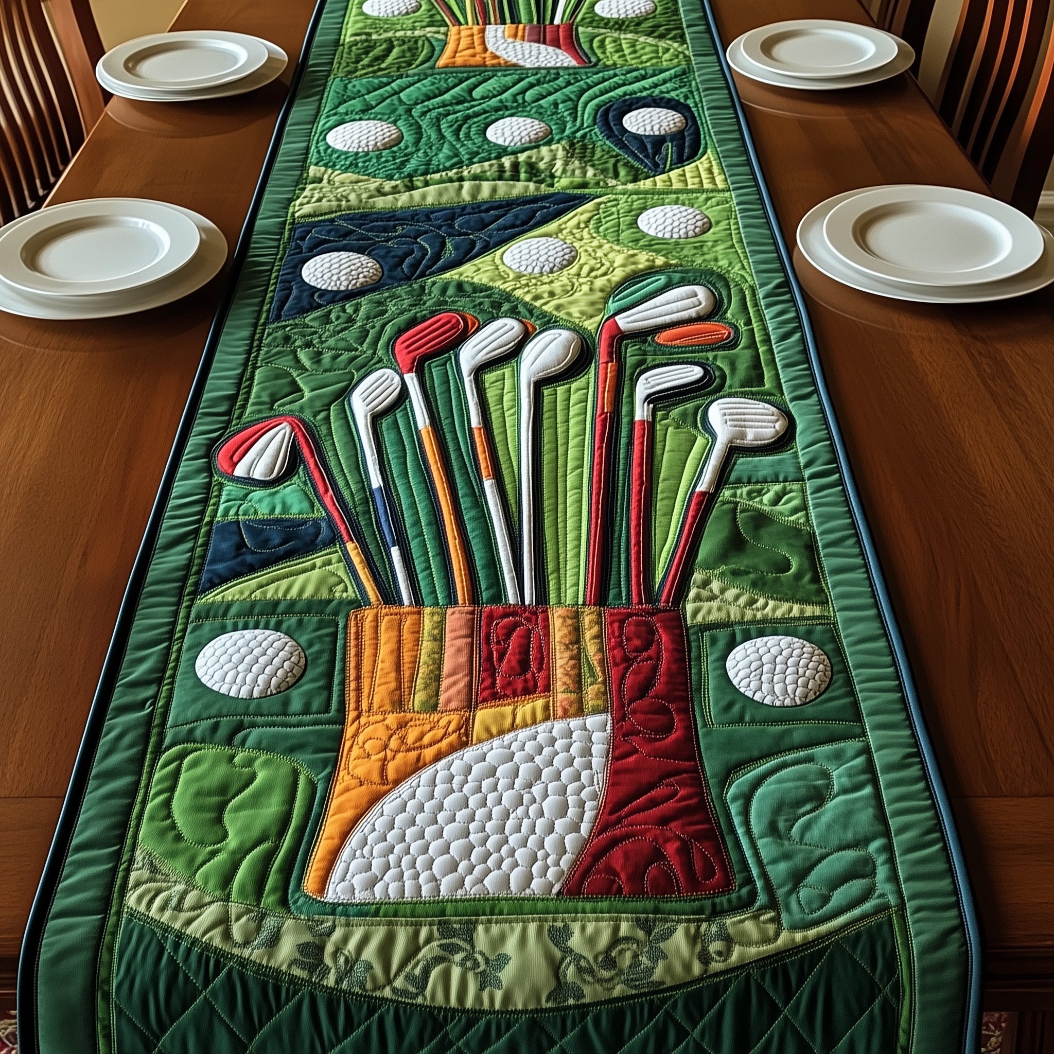 In The Golf Bag Quilted Table Runner Christmas Dining Table Runner