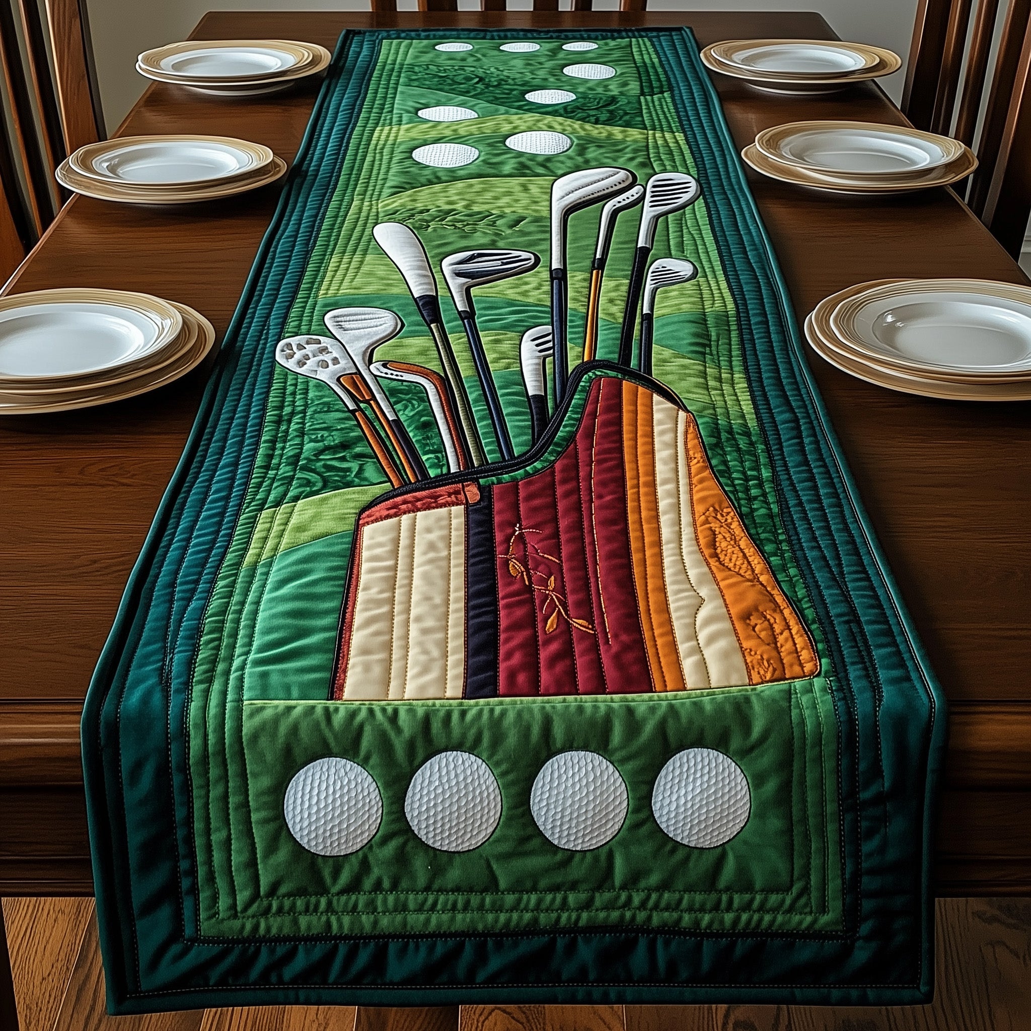 In The Golf Bag Quilted Table Runner Christmas Table Runner for Dining Room