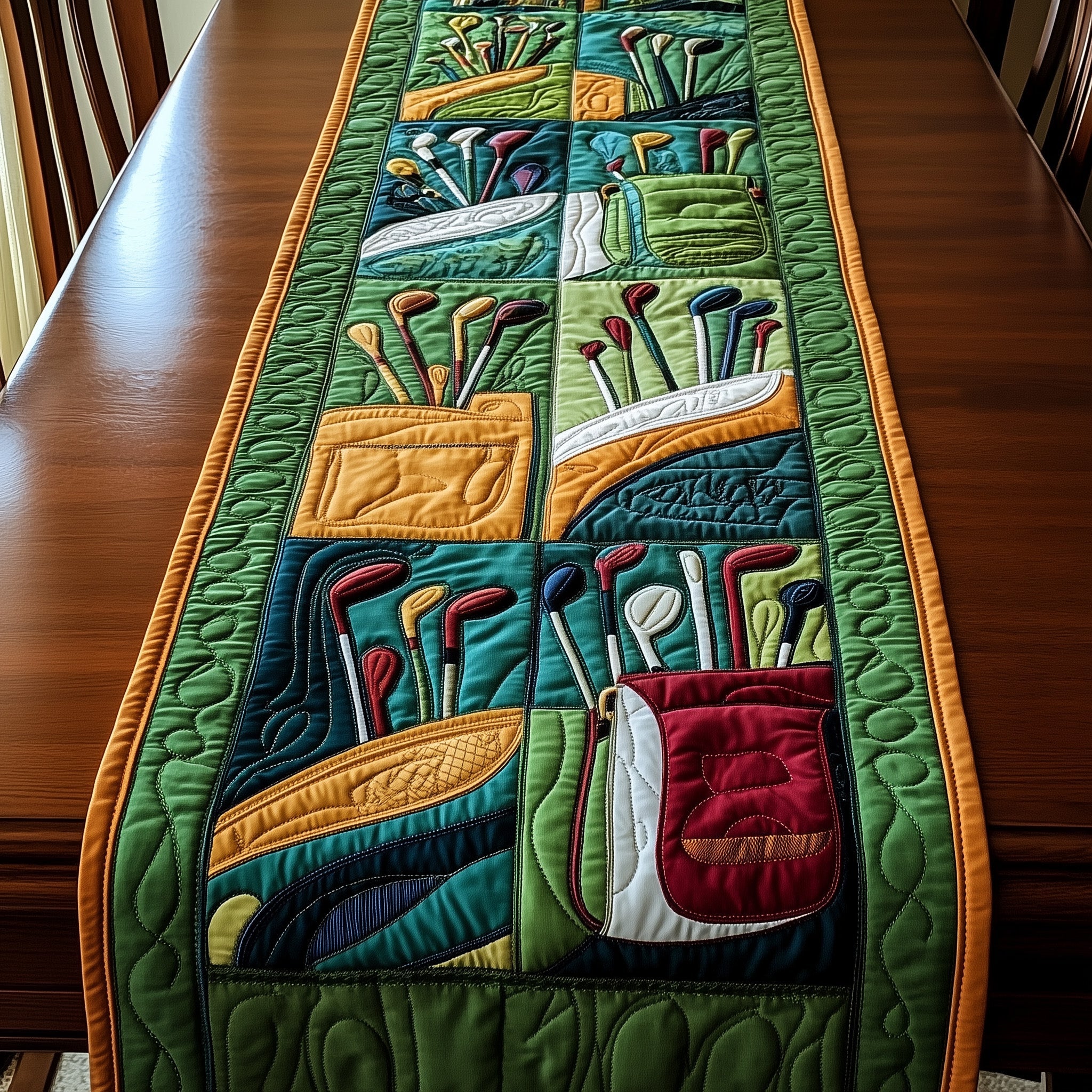 In The Golf Bag Quilted Table Runner Festive Christmas Dining Room Table Runner