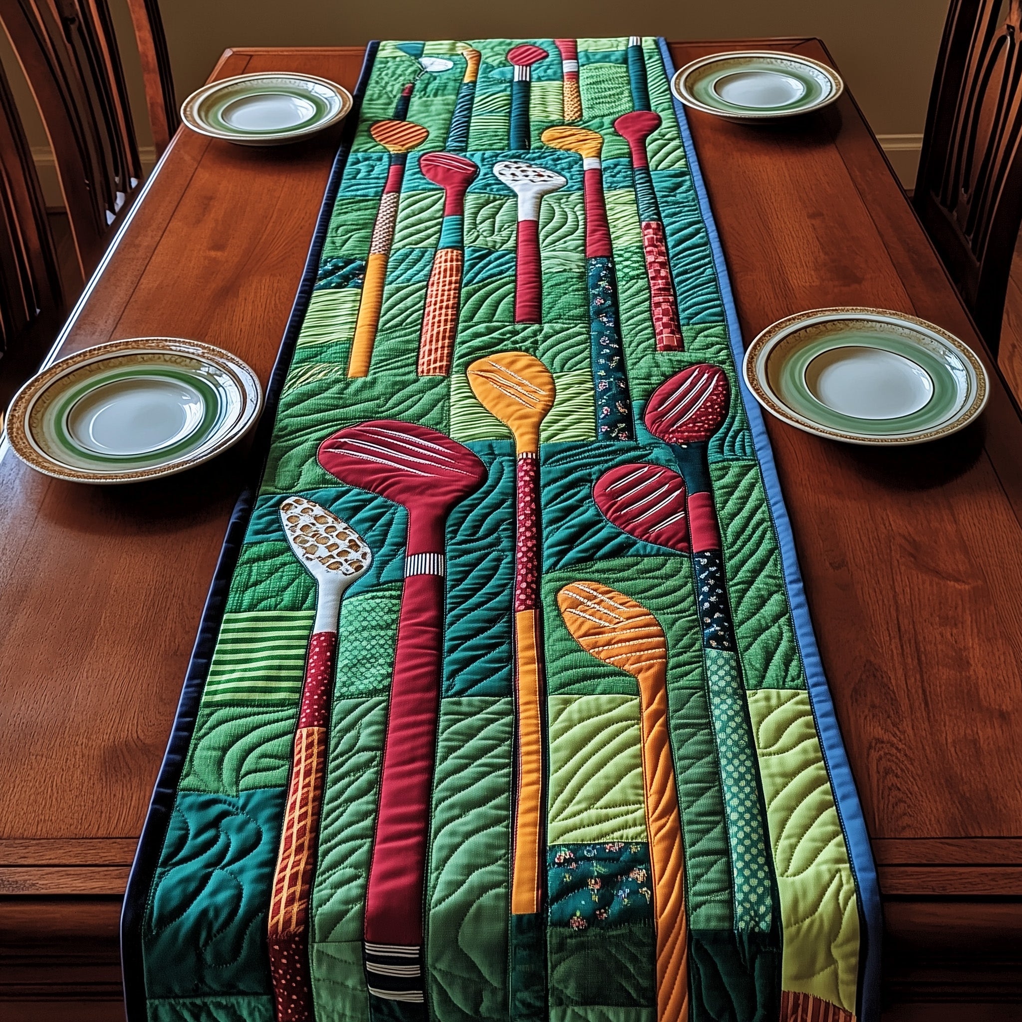 In The Golf Bag Quilted Table Runner Holiday Table Runner for Kitchen Decor