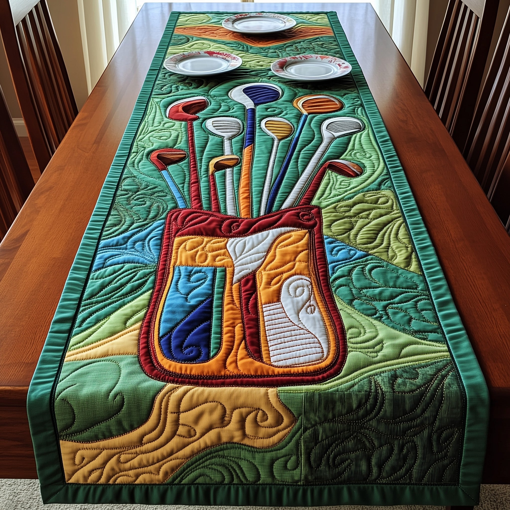 In The Golf Bag Quilted Table Runner Seasonal Table Runner for Holidays