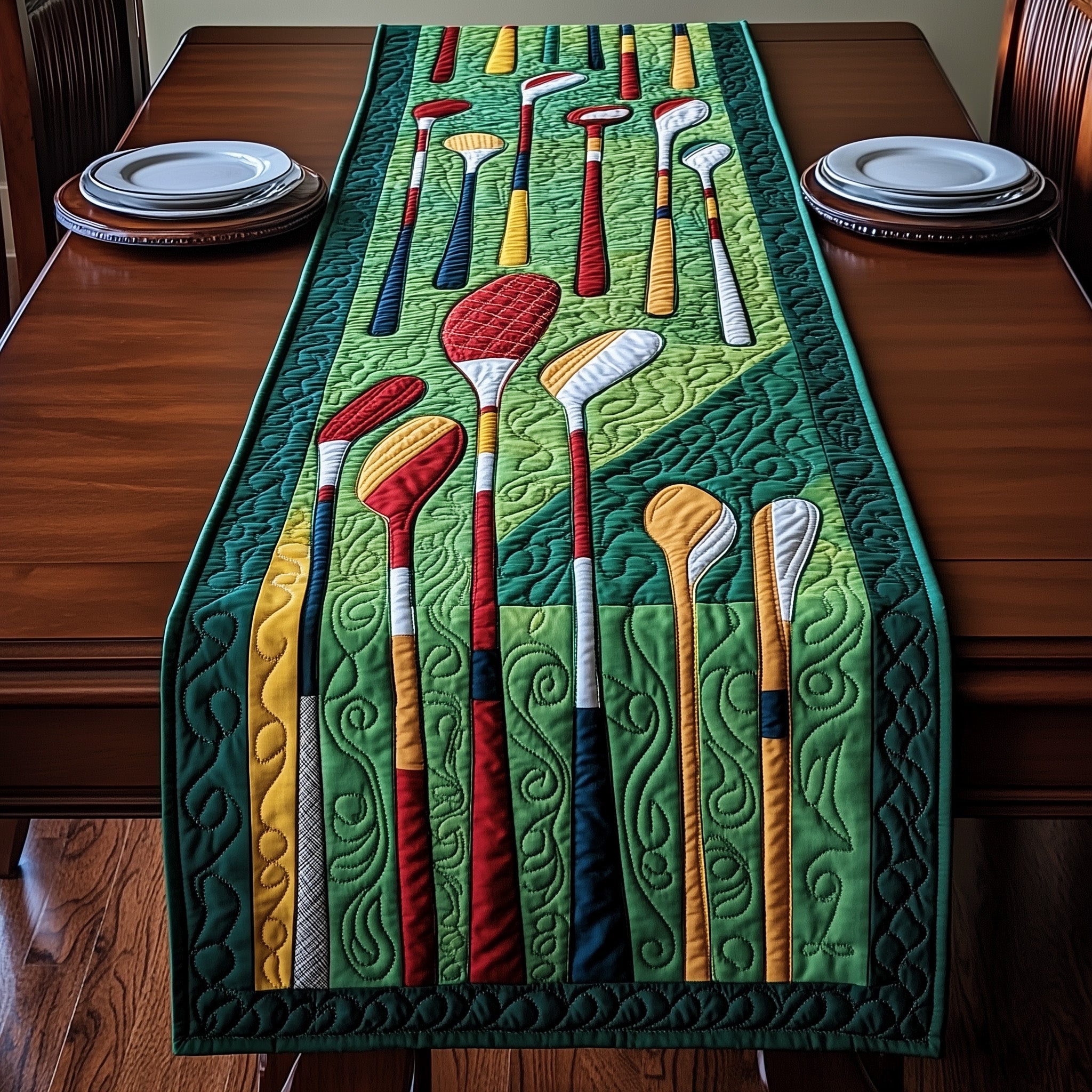 In The Golf Bag Quilted Table Runner Special Occasion Table Runner Gift